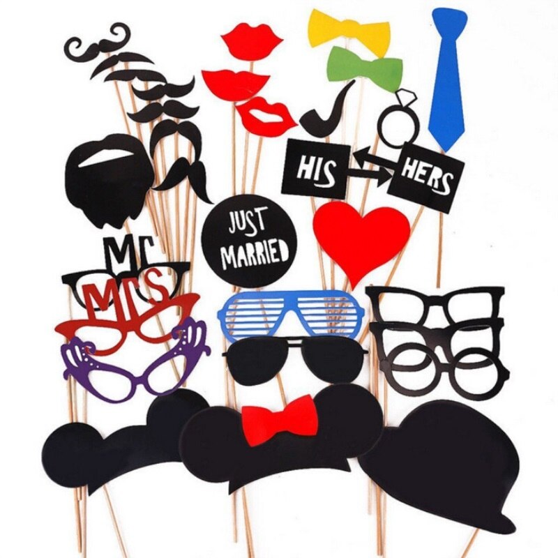31Pcs Funny Photo Booth Diy Foto Props Decoratie Bruiloft Verjaardag Christmas Party Favor Masker Fotografie Event Supplies
