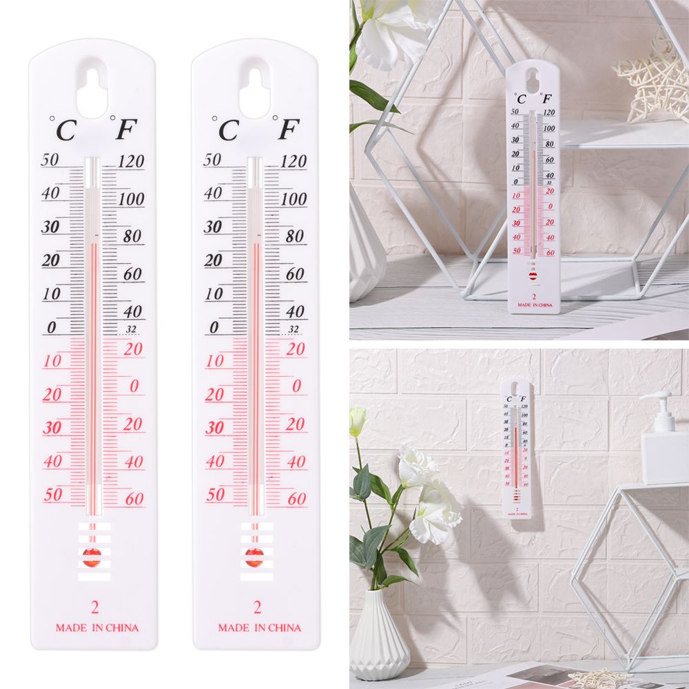 1 PC White Plastic Thermometer Accurate Durable Wall Hang Indoor Outdoor Temperature Office Room Temp Meter Measuring Tools