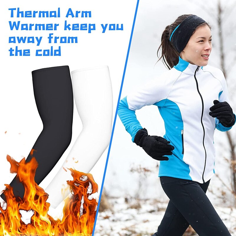 4 Pcs Thermal Arm Warmer Compression Arm Sleeve for Men Women Winter Outdoor Activities Cycling Basketball