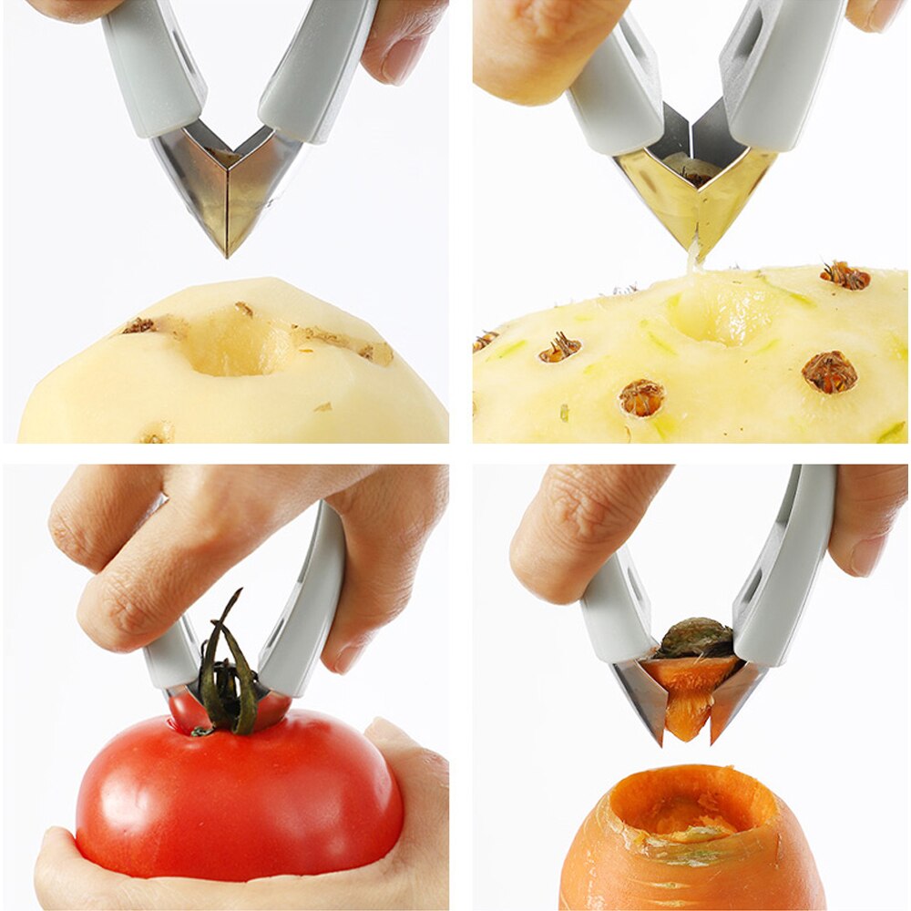 Pineapple Eye Peeler Stainless Steel Cutter Practical Seed Remover Clip Fruit Vegetable Carrot Tomato Tweezers Home Kitchen Tool