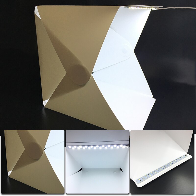 Folding Lightbox Photography Photo Studio Softbox with LED Light Soft Box Photo Background Kit Light box for DSLR Camera