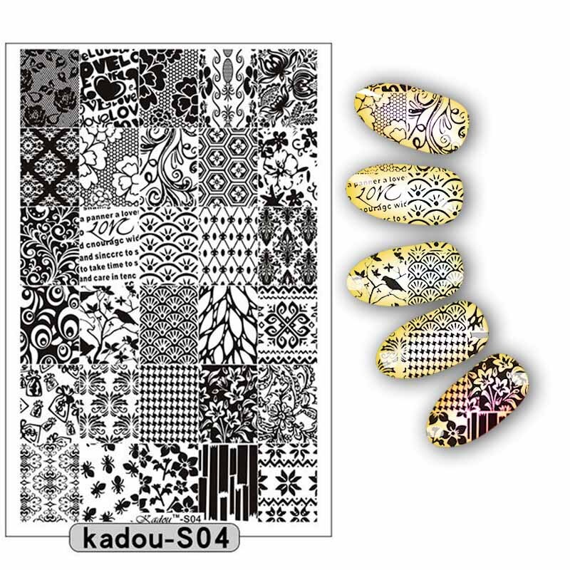 9.5*14.5cm Nail Stamping Plate Nail Art Stencils For Nails Manicure Popular Plate Instruments Tool 16 Patterns: KADOUS04