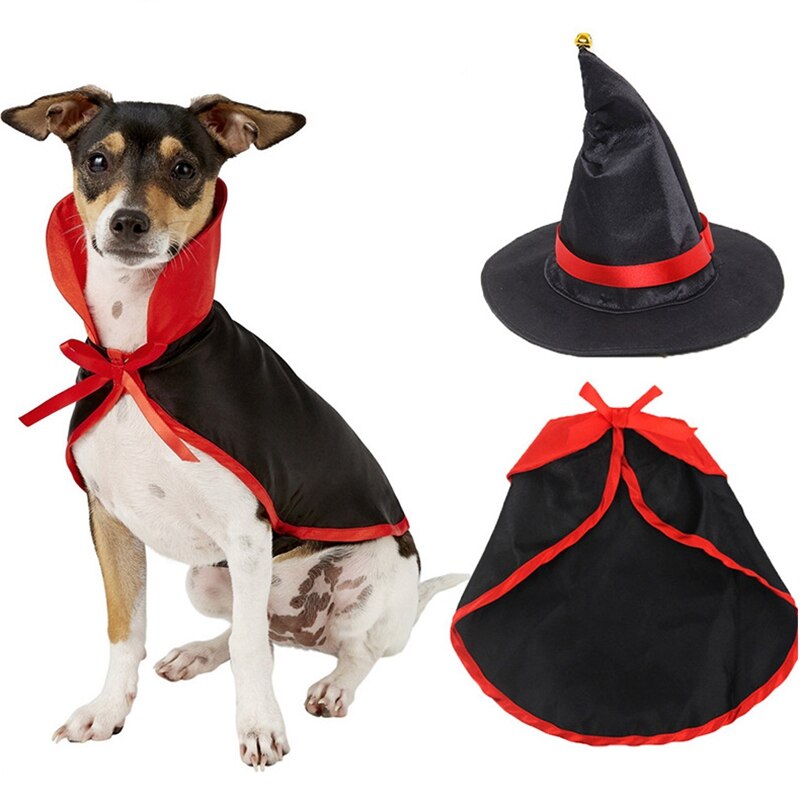 Grappig Cosplay Hond Kleding Halloween Huisdier Kostuum Festival Hond Kostuum Mantel Kat Cape Met Pet Heksenhoed Pet Kleding Party kostuum