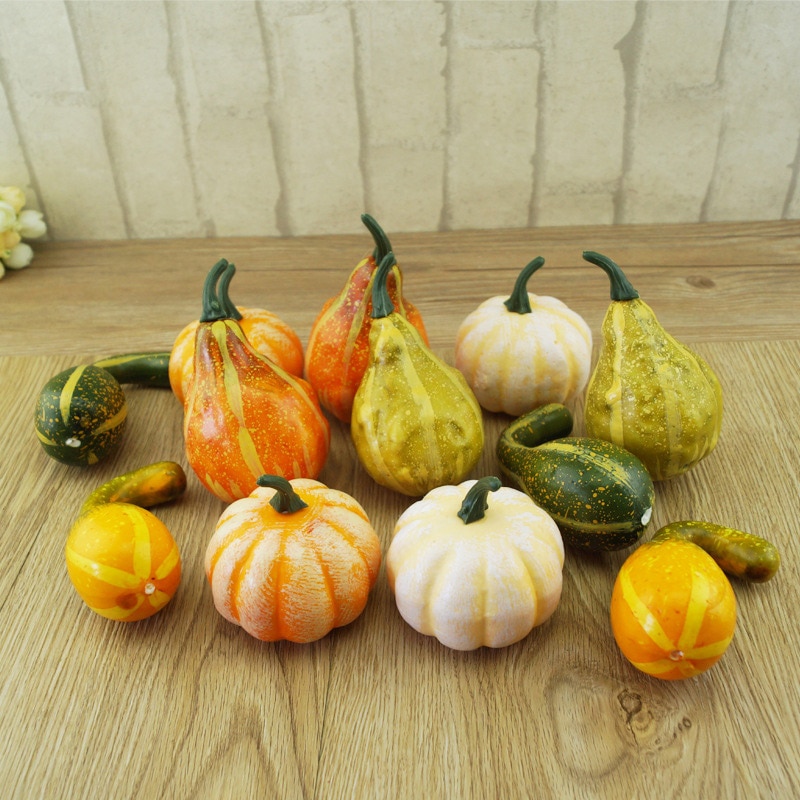 6/12/16 pz Decorativa di Zucche di Halloween Zucche Ornamentali Da schiacciare e Zucca per la Decorazione di Halloween citrouille blanche BDF