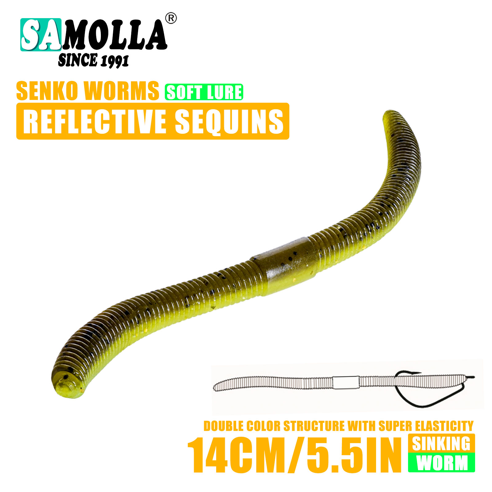 10 cm/14 cm 10/15 unids/bolsa cebo suave Senko gusano palo loco cebos de gusano Leurre Souple Wobblers para todos los peces Pesca señuelo de Pesca de lubina: Latón envejecido