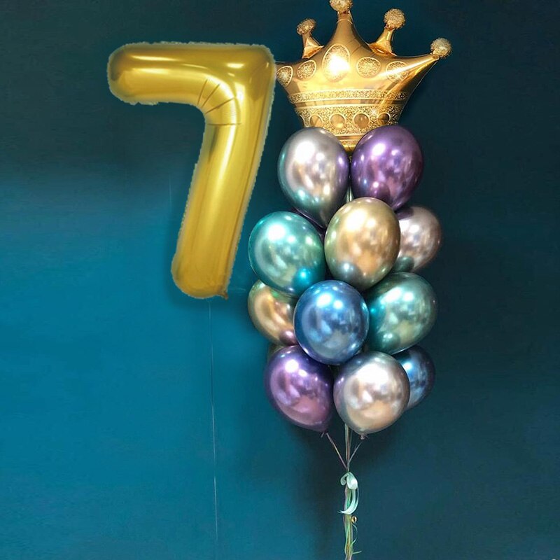 Ballons couronne en aluminium, décorations d'anniversaire pour fête d'anniversaire, chapeau de princesse et de dessin animé pour bébé: Number 7