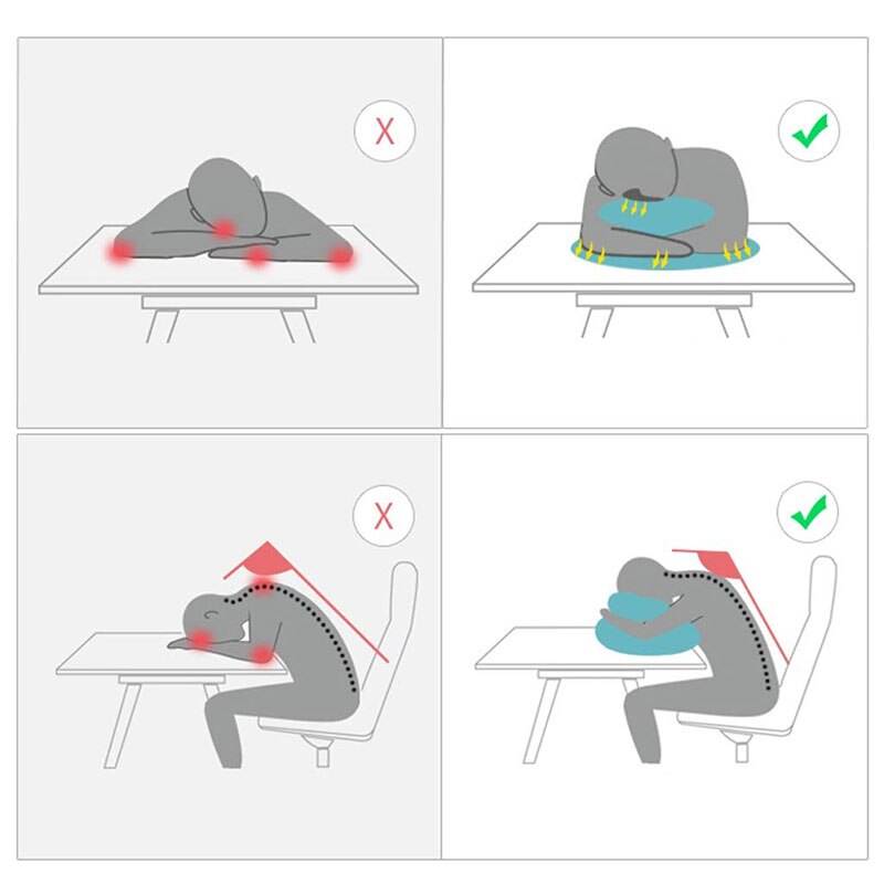Almohada de espuma con memoria en forma de octopu-puff, almohada de escritorio para siesta, cojín para soporte de cuello, reposacabezas, viaje con reposabrazos, almohada para dormir de oficina