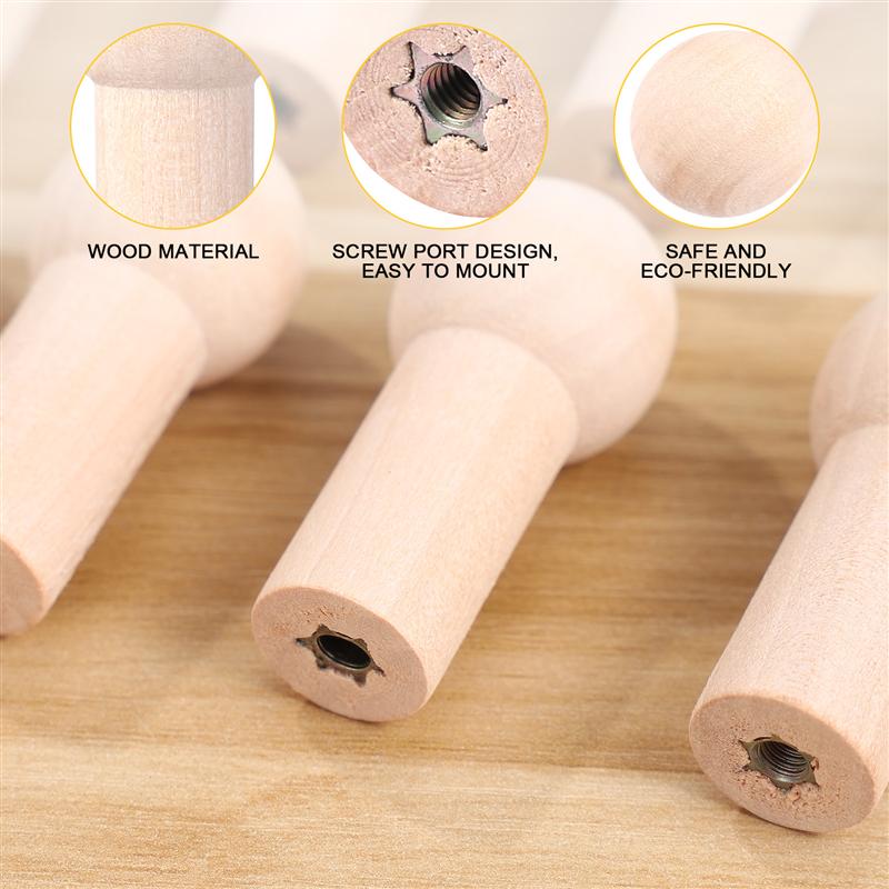 Yardwe 8Pcs Unfinished Houten Pinnen Eenvoudige Pop Pinnen Met Schroef Moer Haak Accessoires