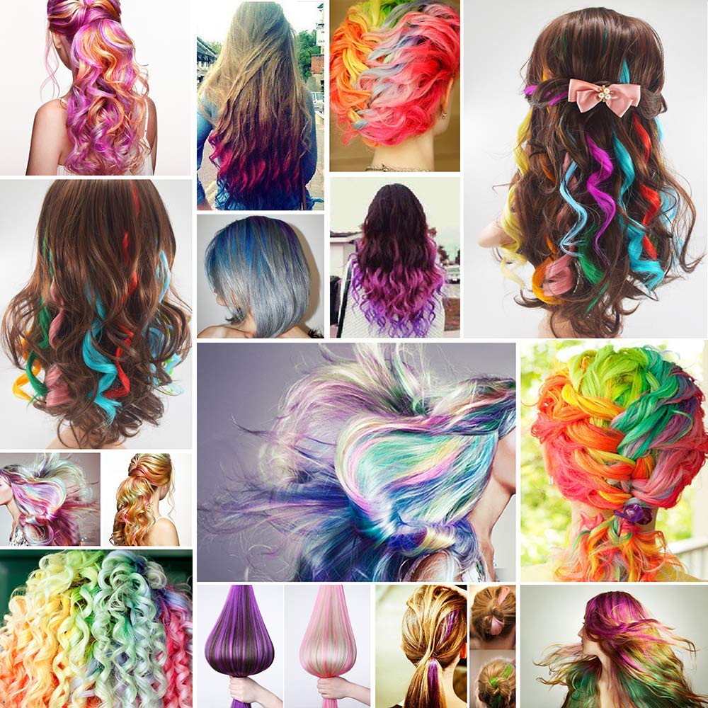 Clip In Een Stuk Kleur Haar Lange Golvende Kleurrijke Regenboog Synthetisch Hair Extensions 22 Inch Party Hoogtepunten Voor Vrouwen Kids meisjes