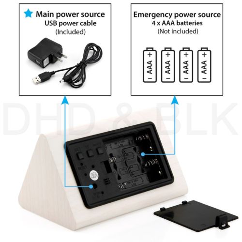 Elektronische Digitale Houten LED Wekker Klinkt Controle Temperatuur Desk Decor