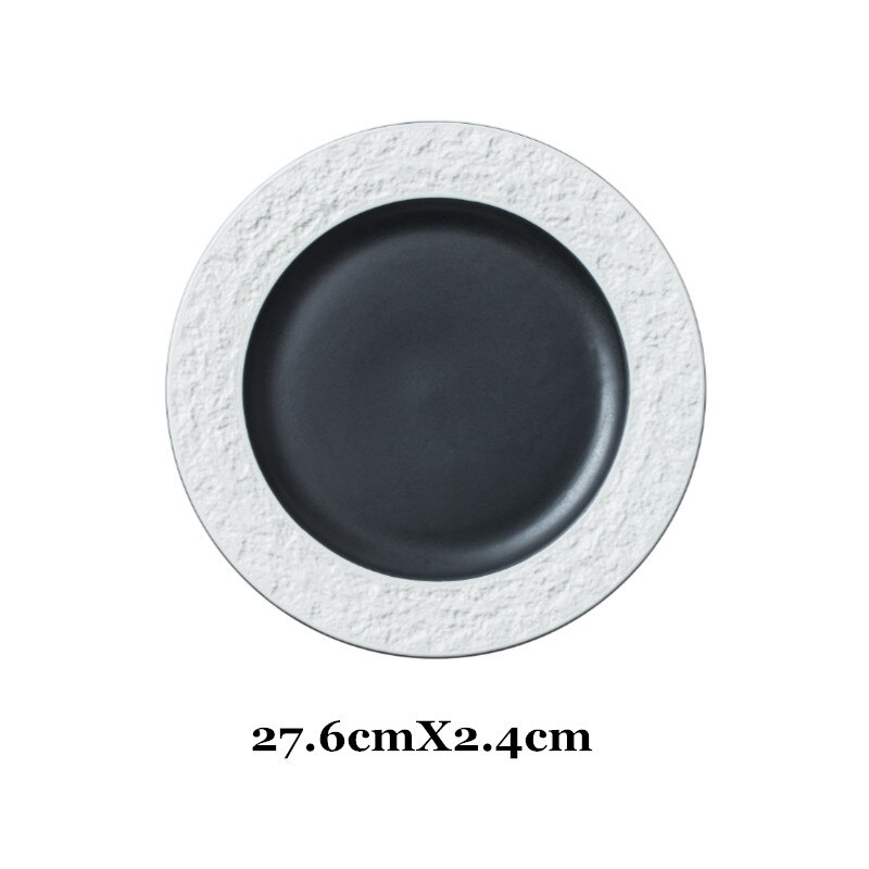 Stone plate European-style embossed Western steak plate Western-style ceramic tableware snack plate breakfast plate: Default Title