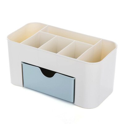 Soporte cuadrado de plástico para bolígrafo organizador de escritorio, caja de almacenamiento de cosméticos, soporte multifuncional para lápices con pequeño contenedor de cajón: E