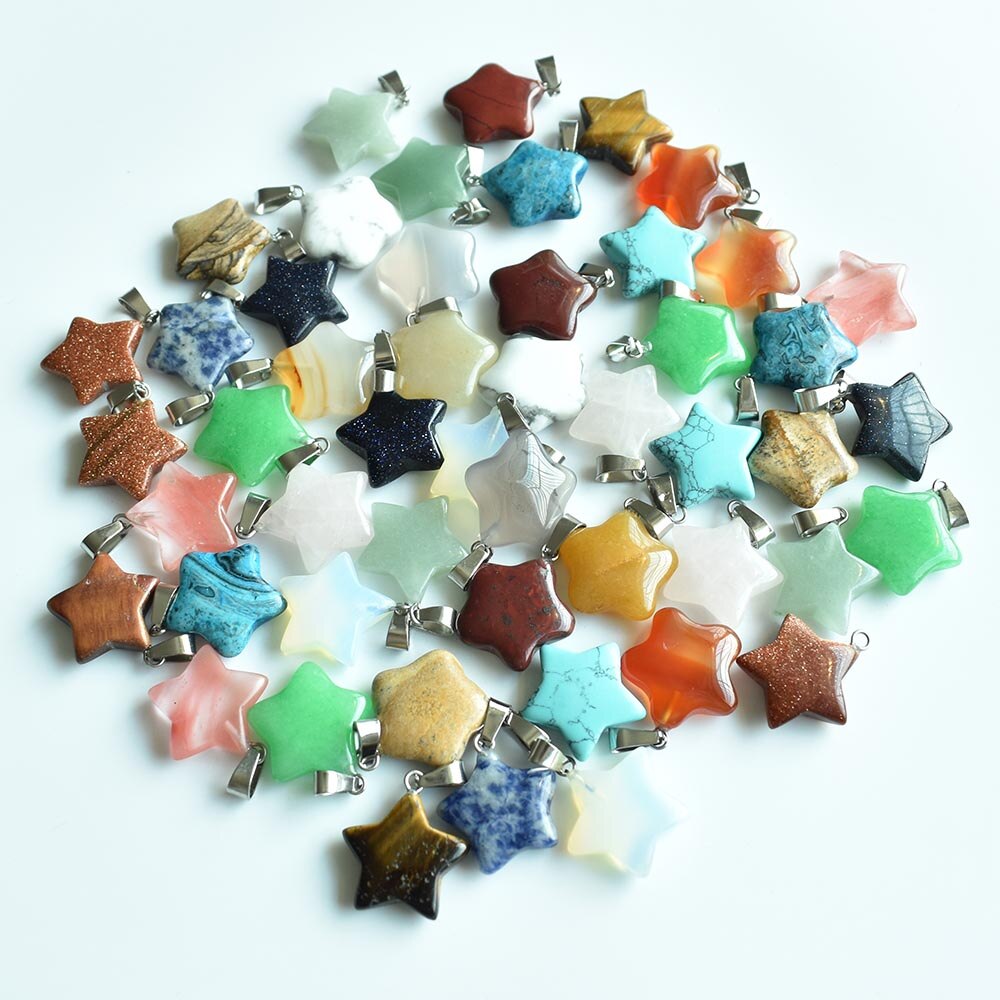 Verschiedene naturstein mixed star charms anhänger für DIY schmuck machen 24 teile/los freies