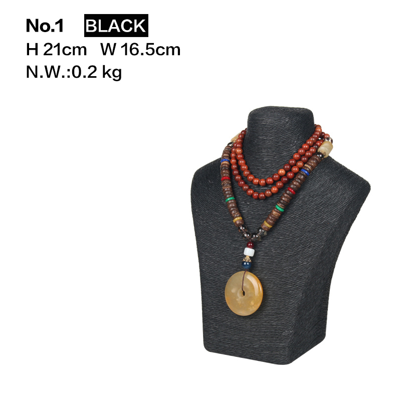 Hanf Seil Halskette Display Stand Halter Nizza Neue Halskette Aufhänger Schmuck Display Büste Modell Rack: No.1 Black