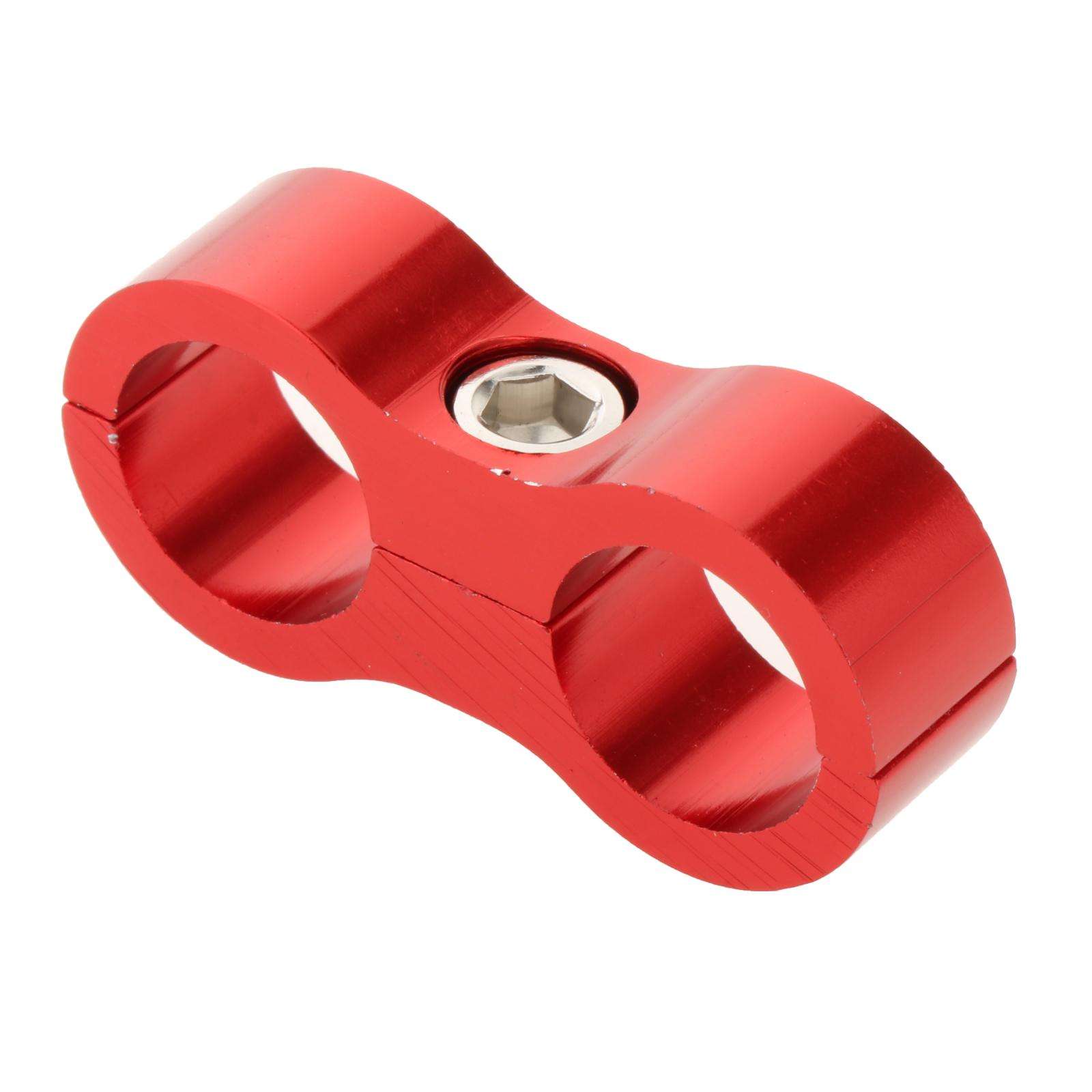 Car 2-Hole Fuel Hose Separator Clamp Oil Fuel Line Clamps Adapter: AN8 Red