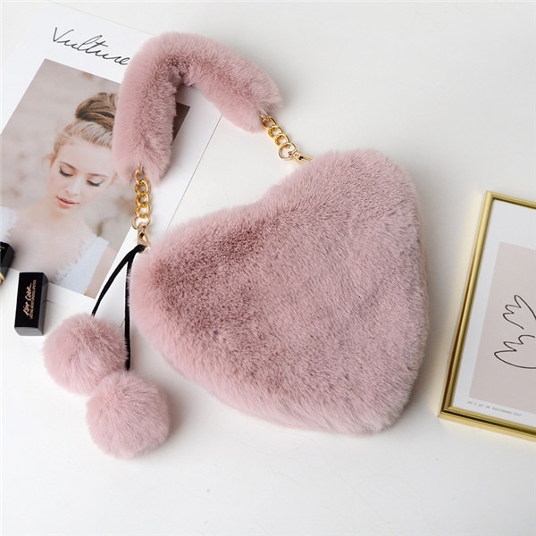 Bags High Imitation Rabbit Fur Bags Portable And Diagonal Bags Wild Factory Direct Sales Recruit Agent: Brown