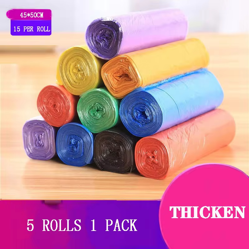 5 Rolls/Pack Meerdere Kleuren Draagbare Plain Vuilnis Vuilniszak Vuilnisbak Liners Voor Badkamer Toilet Slaapkamer Kantoor toilet