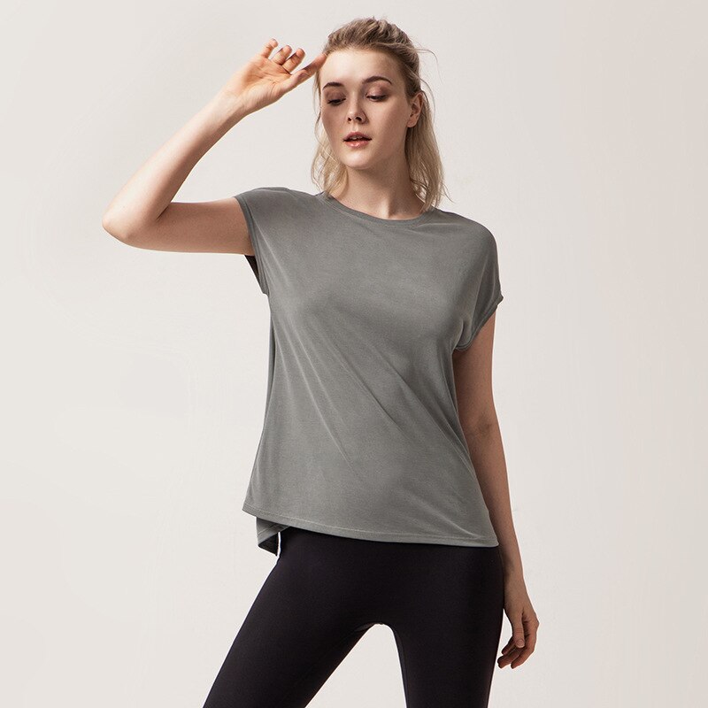 Løse yoga shirt toppe sports t-shirt sportswear løbende kvinde atletisk gym t shirts dry fit fitness tøj til kvinder