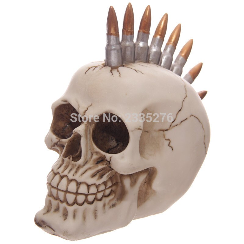 1 stuks Halloween Hars Schedel Collectie Bullet Haar Punk Schedel Skelet Hoofd Ornament