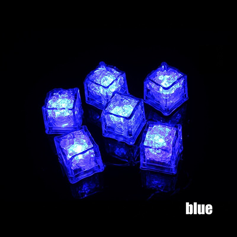 12 stuks Ijsblokjes Licht Multicolor Decoratieve LED Liquid Sensor Ijsblokjes LED Glow Light Up voor Bar Club Bruiloft party Champagne: 1