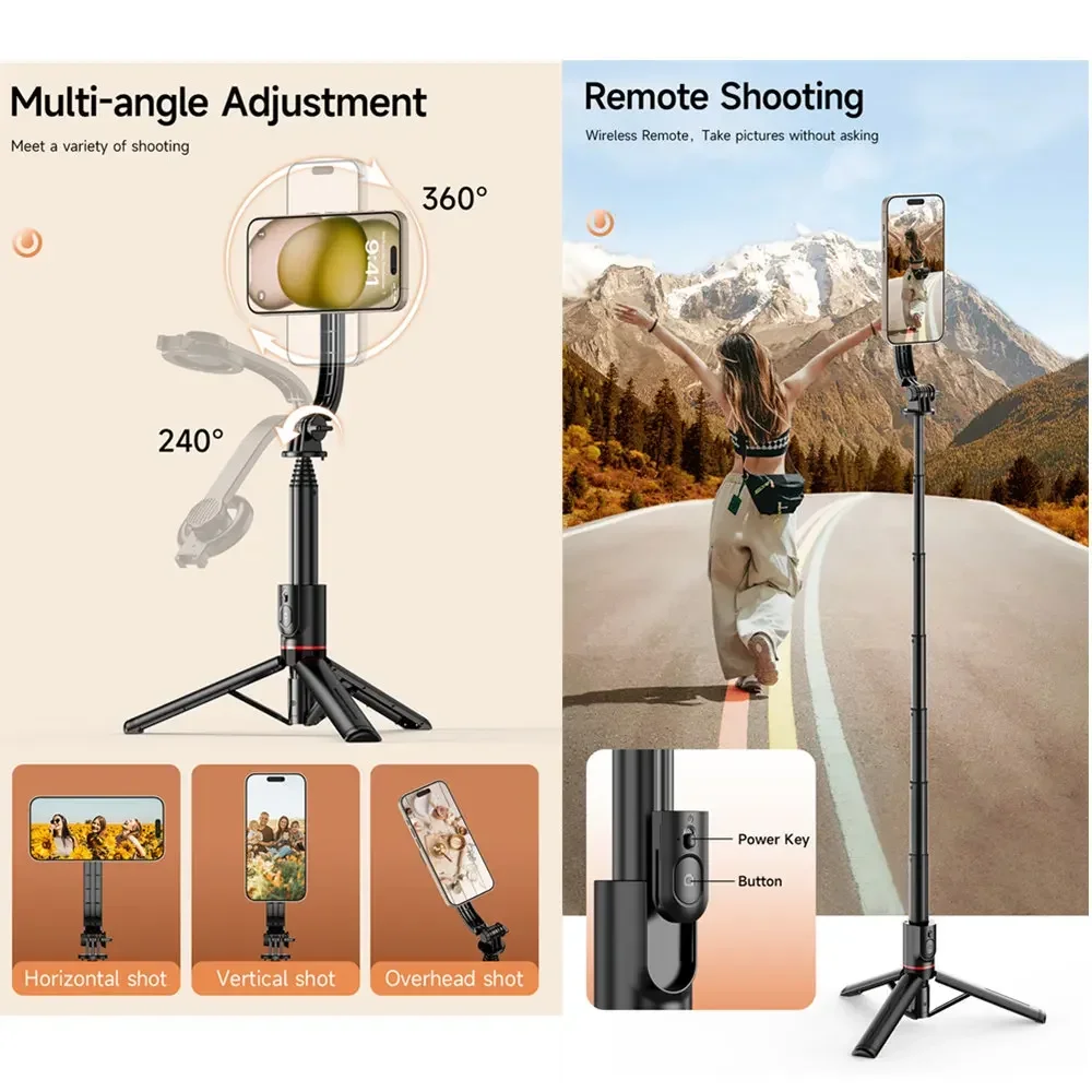 Supporto magnetico per treppiede mini selfie stick estensibile con telecomando wireless Bluetooth per monopiede Android Magsafe IPhone 15