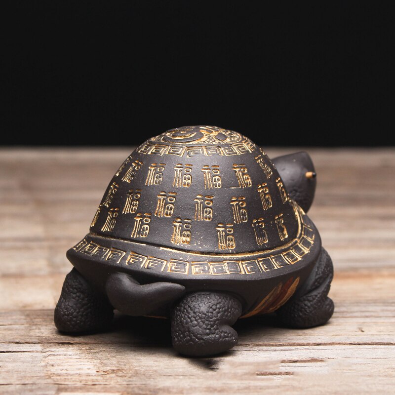 Lilla ler te kæledyr skildpadde yixing zisha tekande låg holder til pattebræt teaboard tearoom dekoration håndværk