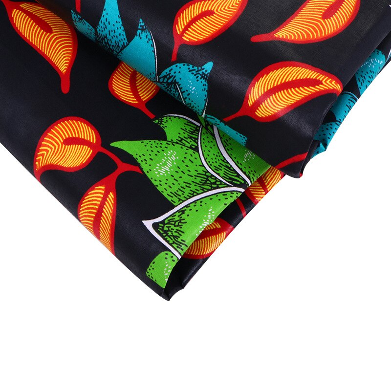 Blue & Green Bloemen Oranje Leaf Print Stof 6Yards \ lot 100% Katoen Van Afrikaanse Stof