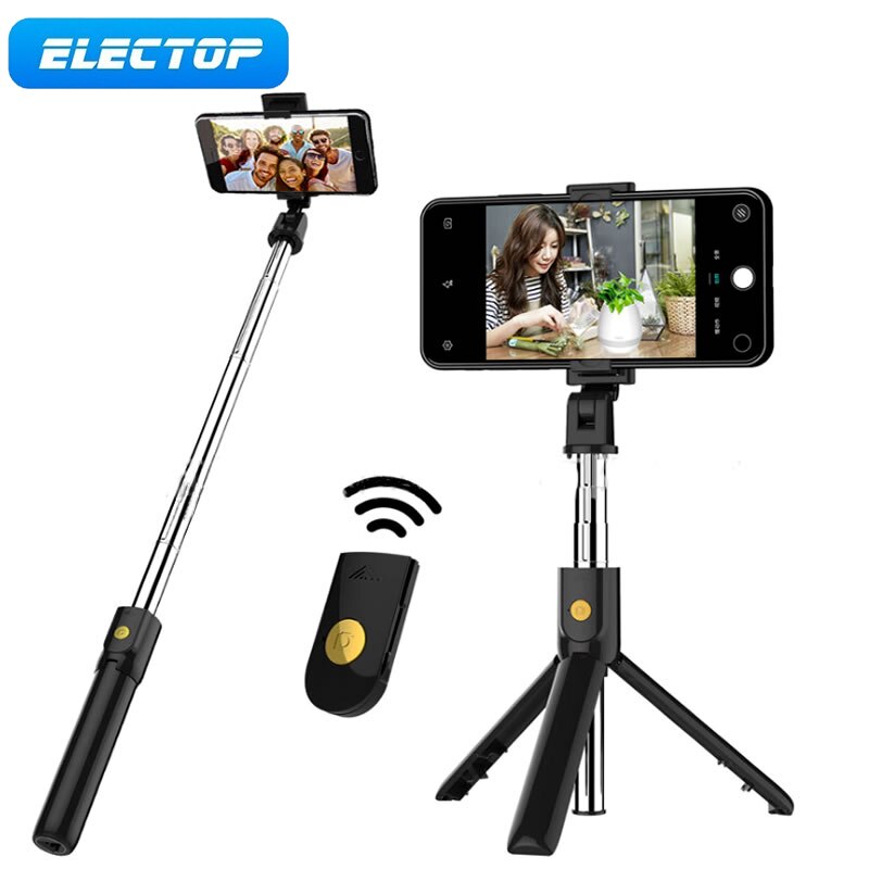 ELECTOP – perche à Selfie Bluetooth sans fil 3 en 1, pour iphone/Android, monopode pliable à la main, obturateur, trépied extensible à distance