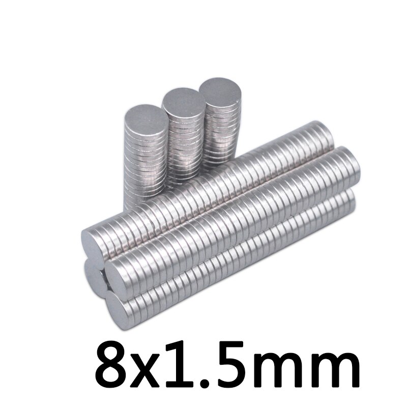 50 pcs 8x1.5mm Krachtige Super Sterke Rare Earth Neodymium Schijf Magneten 8x1.5mm n35 Kleine ronde Magneet 8*1.5mm