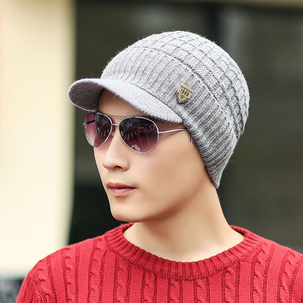 Men Warm Baggy Weave Crochet Winter Wool Knit Ski Beanie Caps Hat Warm Winter Hats For Women Warm Baggy Weave Crochet#P30: Gray