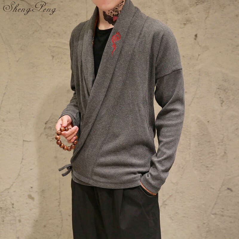 Traditional chinese clothing for men long sleeve shirt oriental clothing traditional chinese men clothing shanghai tang Q006