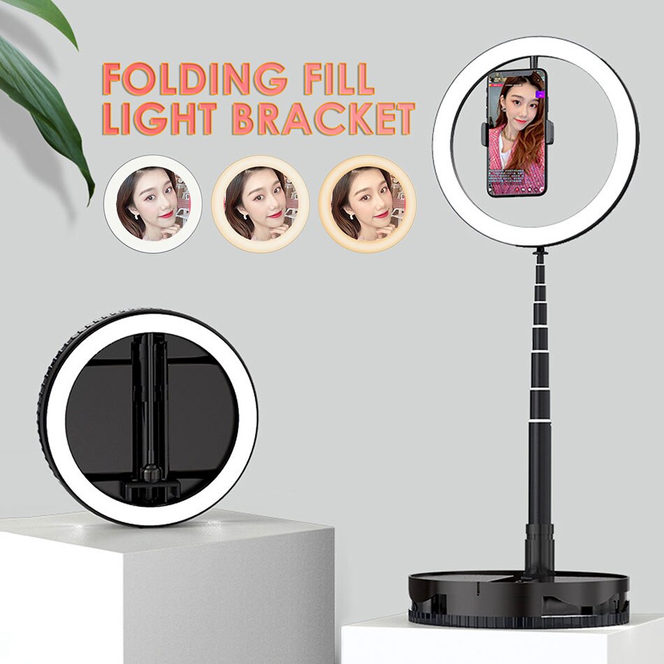 Faltbare Selfie Ring Licht für machen-hoch Live Rundfunk 10'' Dimmbare Selfie LED Ring Lampe Mit 168CM Faltbare Stand Telefon Halfter