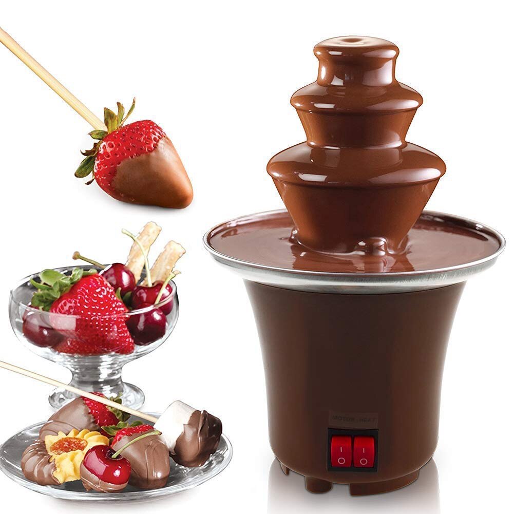 Mini chokolade fondue, elektrisk rustfrit stål fondue pot chokolade smeltemaskine dyppe dessert frugter smør che eu plug