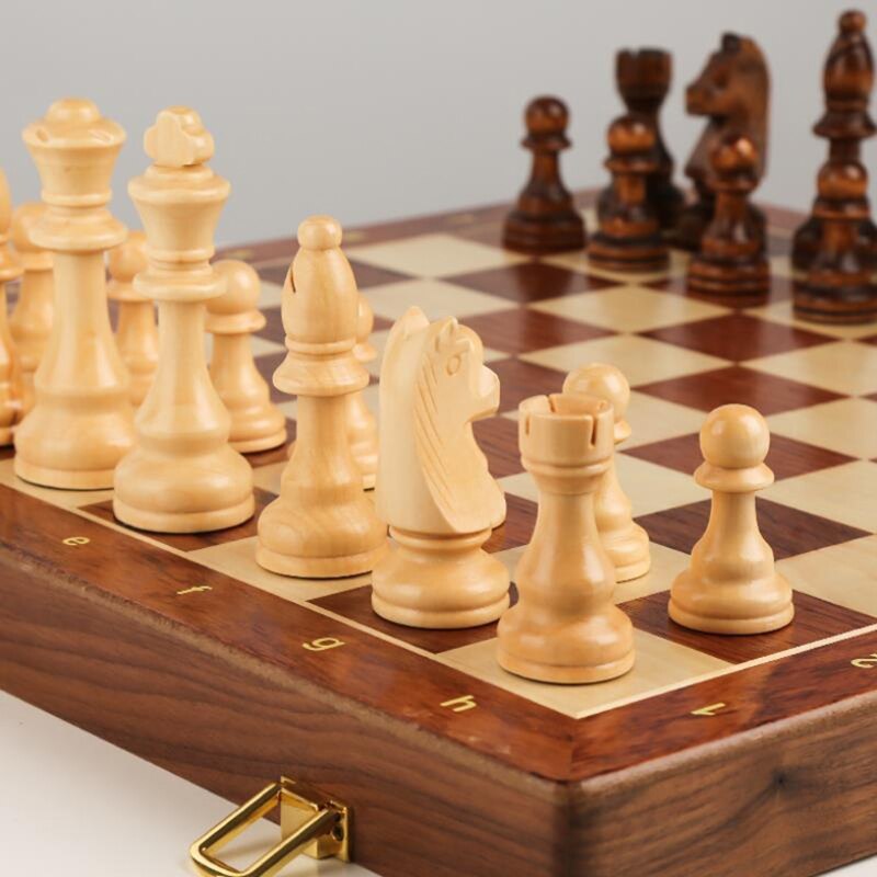 Jeu d&#39;échecs en bois massif, grand échiquier pliant en bois pour enfants, spécial pour le jeu d&#39;échecs