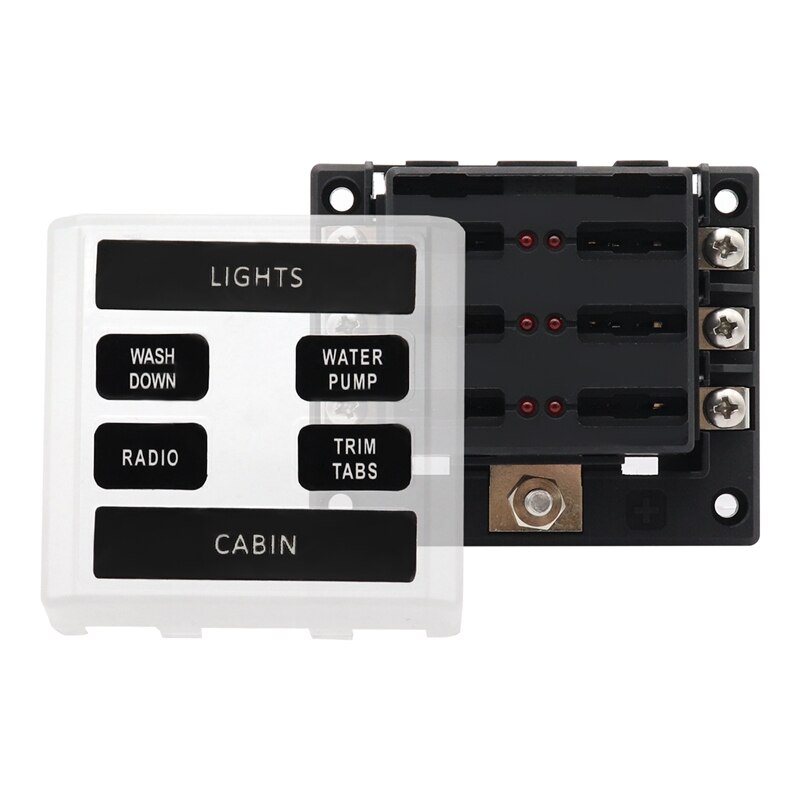 6-Weg Auto Zekeringkast 1 In 6 Out Auto Zekeringkast Universele Automative Zekeringkast Met Led Indicator voor Auto Boot Marine Caravan