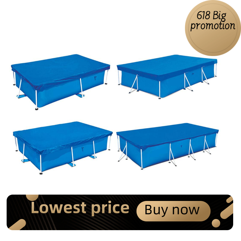Swimming Pool Cover Waterproof Rainproof Dust Cover Tarpaulin With Wear-resistant Rope Suitable For Square Swimming Pools