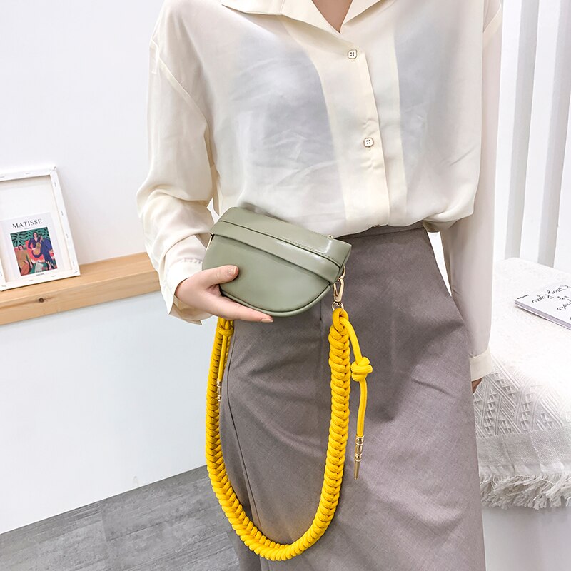 Midjevesker for kvinner brystveske i skinn tilfeldig crossbody-veske brystveske kvinnelig vevstropp skulderpakke fanny pack