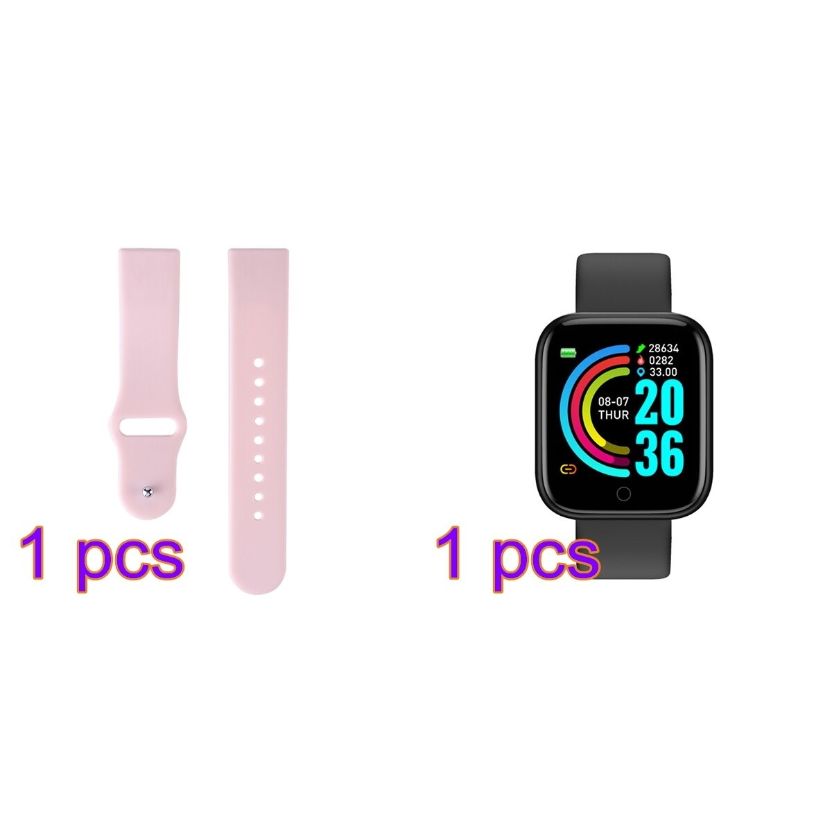 2 PCS Y68 Smart Watches D20 Fitness Tracker Blood Pressure Smartwatch Heart Rate Monitor Bluetooth Wristwatch for IOS Android: with Strap 15