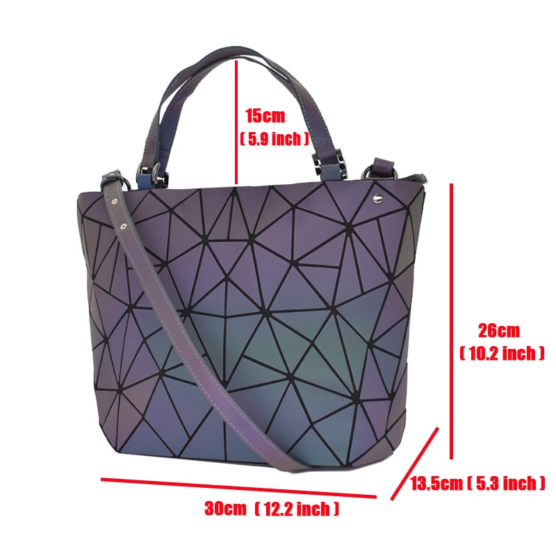 Women Handbag Luxury Shoulder Bag Set Folding Totes Crossbody Bag Female Purse And Wallet Ladies Luminous Geometric Bucket Bag