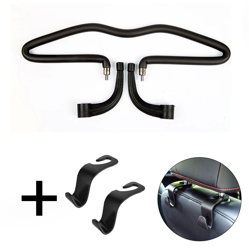 Perchero para asiento de coche, soporte para colgar ropa, reposacabezas automático, chaquetas de viaje, bolsas, accesorios para coche: With 2 Hooks