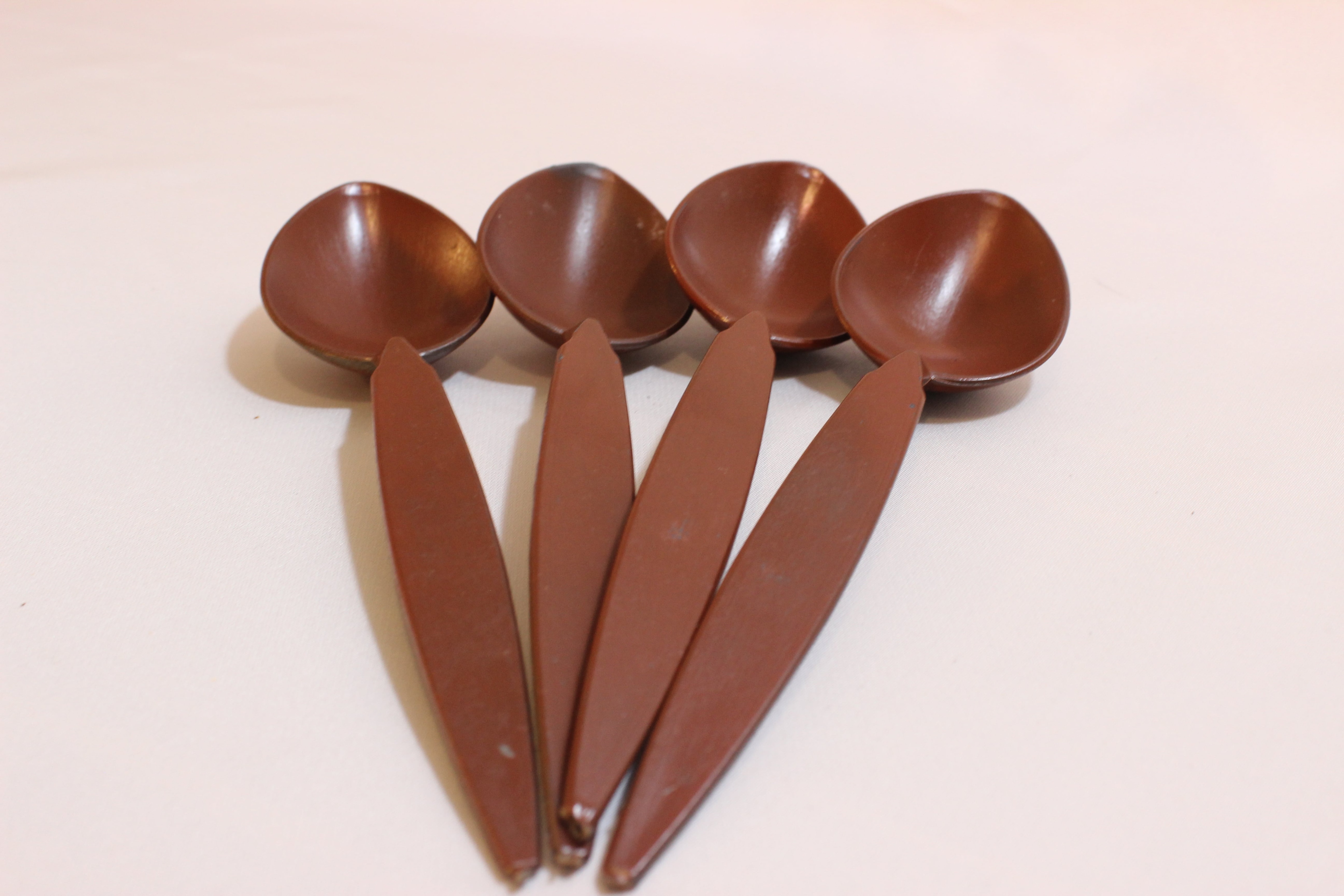 Juego de cucharas estilo Oriental turco para bailarina de vientre, accesorio de con tambor étnico Zumba, instrumento musical, hecho a mano, 4 piezas