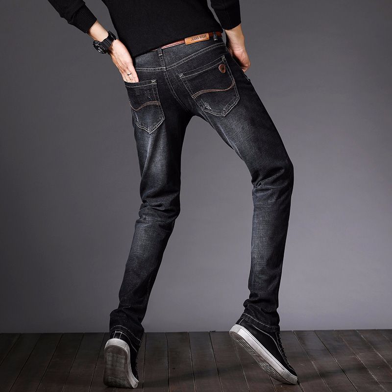 Business Casual Straight Slim Fit Black Jeans Stretch Denim Pants Trousers Classic Men Jeans jeans