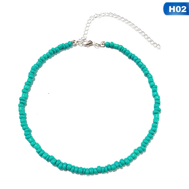 1Pcs Böhmen Kleine Perlen Halsketten Für Frauen Boho Kurze Halsband Charme Boho Halskette Cool Hals Schmuck: H02