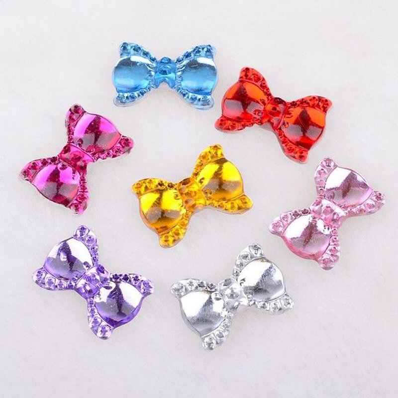 Boliao 100 stuks 13mm*19mm acryl strik platte achterkant applicaties/bruiloft/huisdecoratie knutselen diy  r040: Willekeurige mix