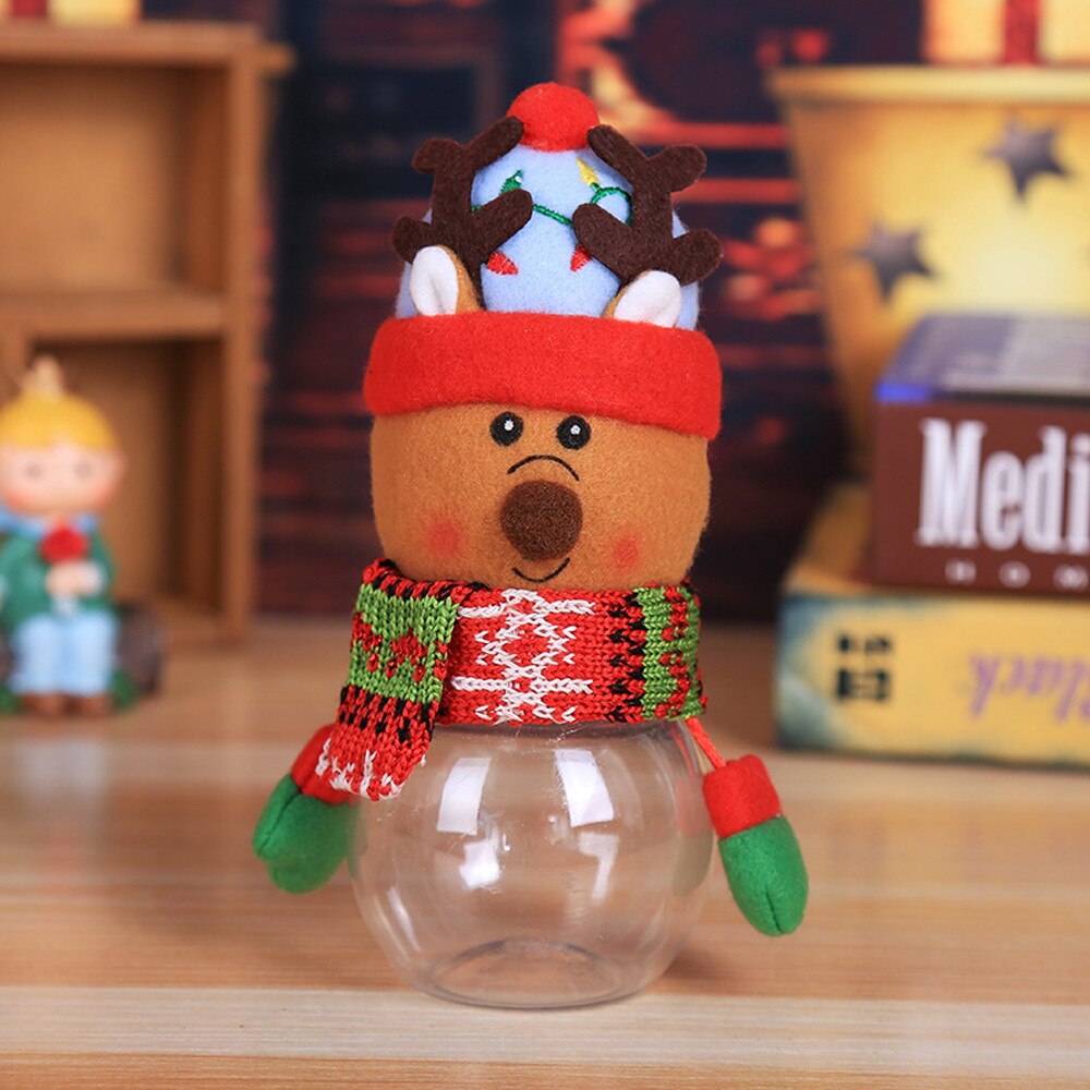 Child Kids Christmas Plastic storage container Candy Jar Storage Bottle Santa Bag Sweet christmas decorations for home Box