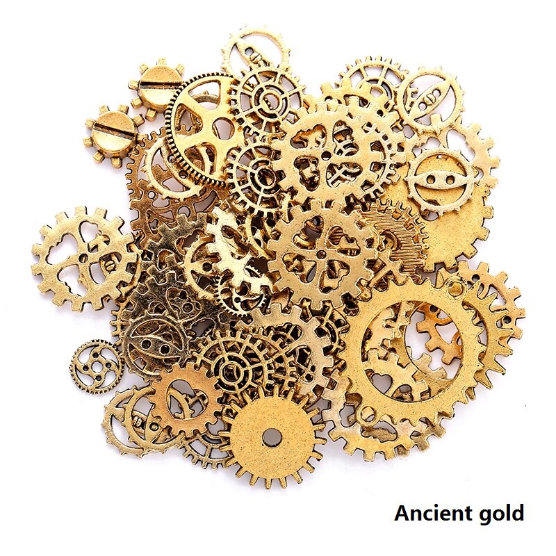 30 UDS-100 Uds 10 colores tamaño pequeño 8-15mm aleación de Zinc mezcla mecánica Steampunk engranajes y engranajes accesorios Diy: Chapado en oro antiguo