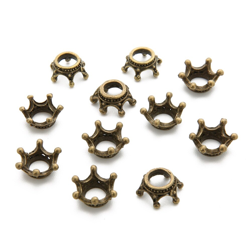 50 stks/partij Goud/Zilver/Antiek Brons Kleur Crown Bead Caps Connectors Charms End Kralen Cap Voor DIY Sieraden maken Bevindingen