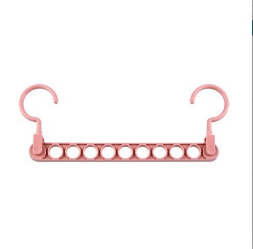 9 holes Clothes Hanger Organizer Space Saving Hanger Multi-function Folding Magic Hanger Drying Racks Scarf Clothes Storage: 05 red