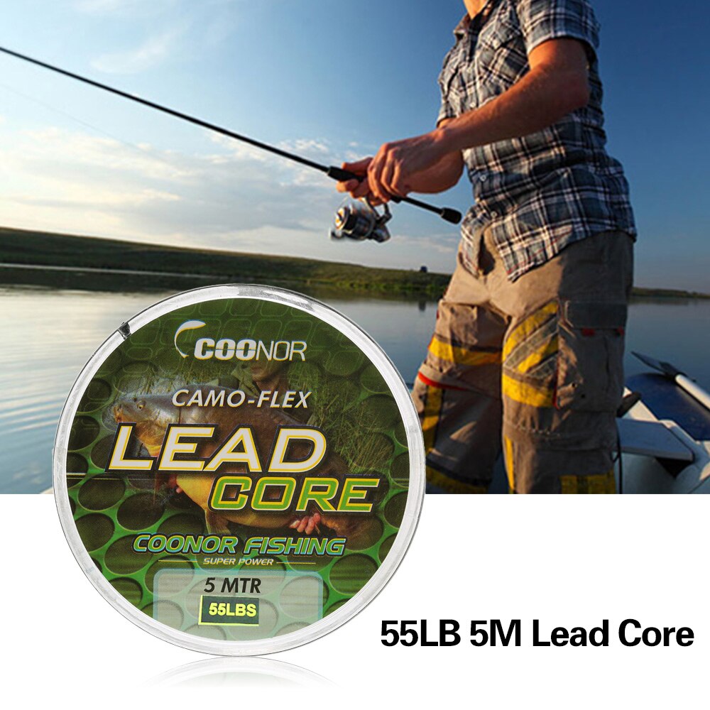 Coonor 35lb / 45lb / 55lb 5m fiskelinje leadcore flettet camouflage karpe fiskelinje hårrigge blykerne fiskegrej