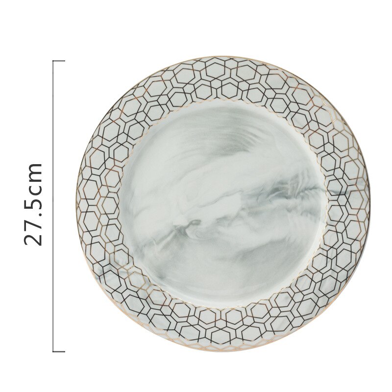 1pc glod geometri diamant marmor keramisk middag flad plade opvaske salat plader desset plade sousplat dekorative bordservice: 10 tommer grå diamant